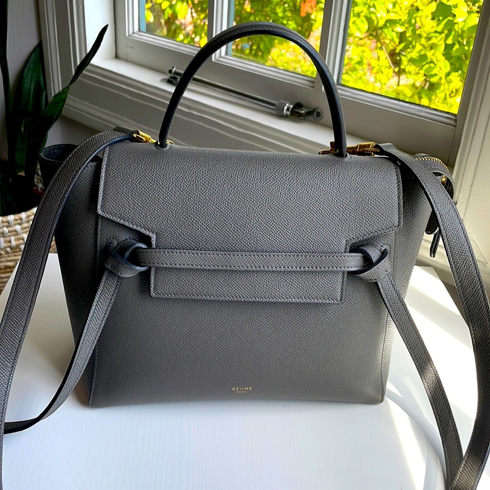 Celine micro belt bag grained calfskin in grey